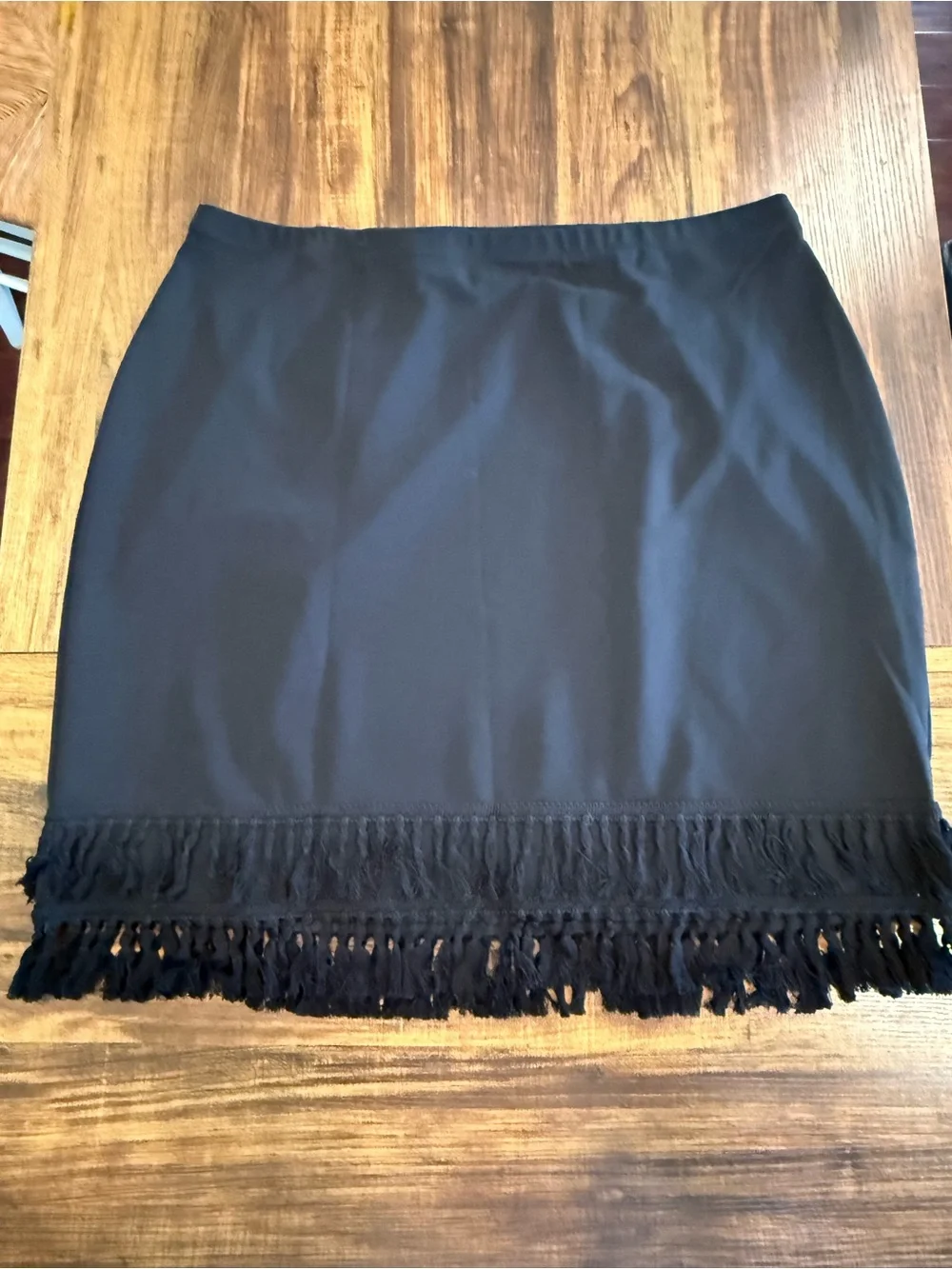 Cato Black Mini Skirt with Fringe Trim